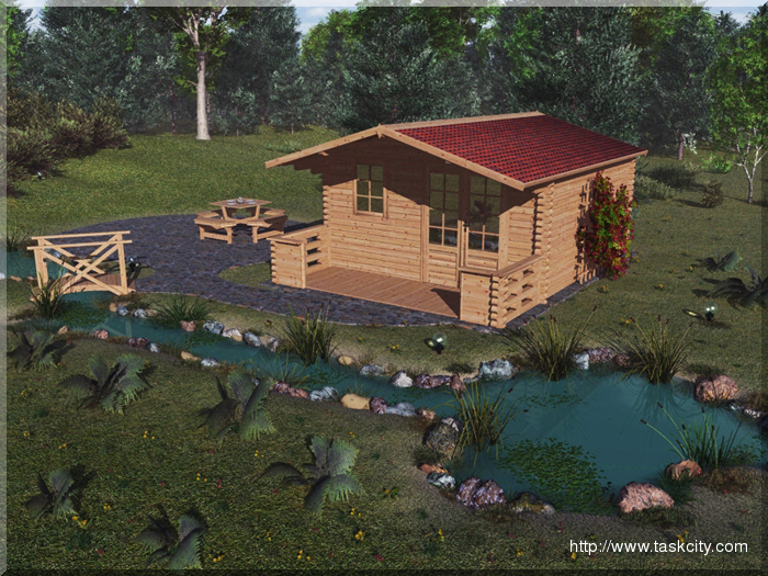 Log cabin daytime 700