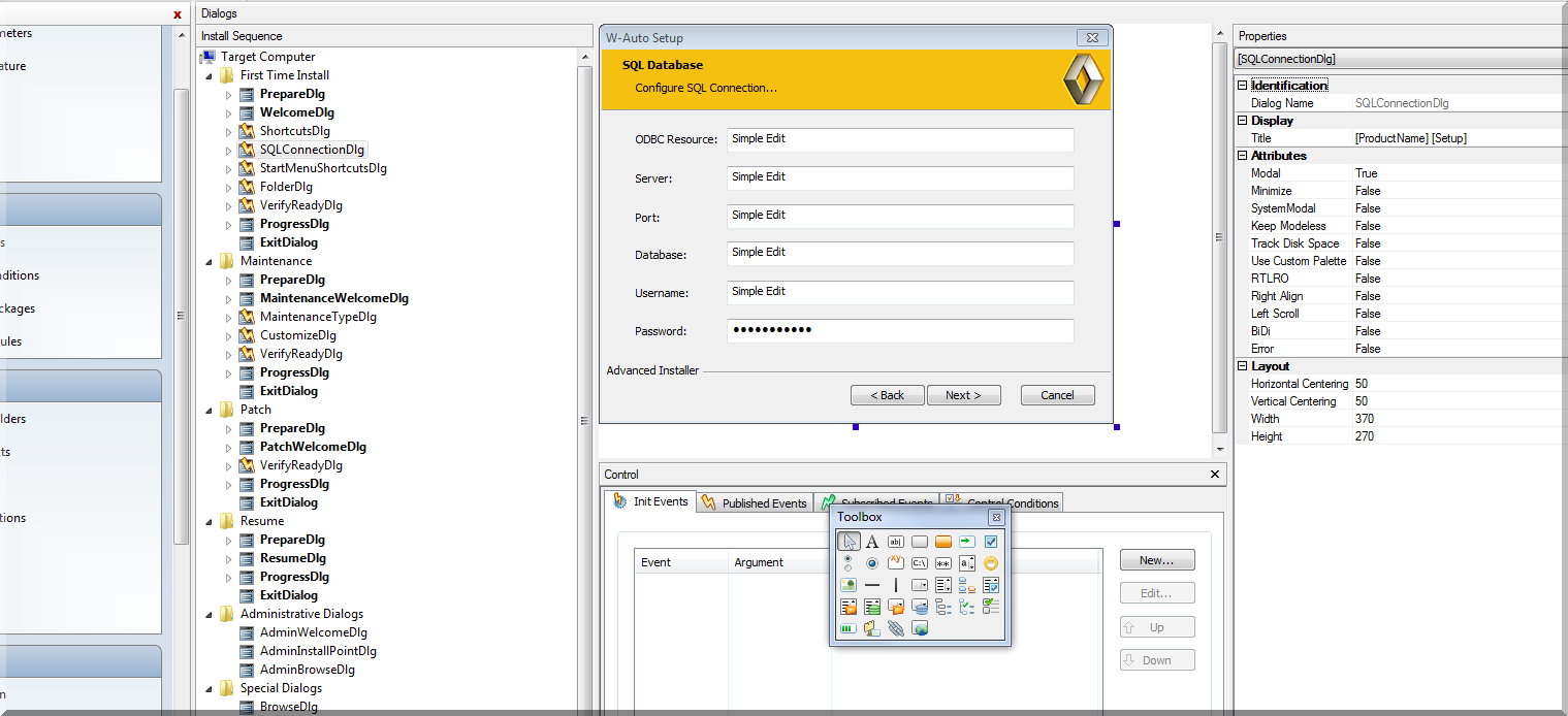 Installerwithsqldbsetttings